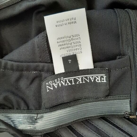 FRANK LYMAN Fit & Flare Midi Dress Black Mesh & Ribbon Sz 4 - Picture 15 of 16